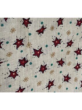 Benartex Cotton Fabric 1/2 yard x 44" Red Star Pattern on Beige Quilting Crafts